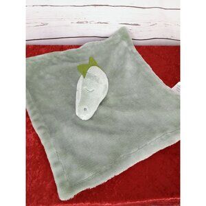 Vintage Sleeping Dinosaur Head Lovey security Blanket Rattle 14‎ x 14
